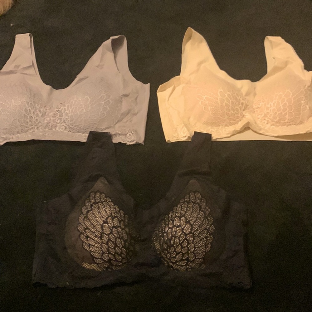 Three seamless NWT lace/silk bras